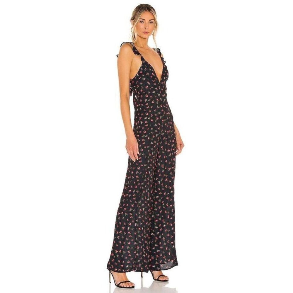 RESA Jilly Jumpsuit Napa Floral Tied Back Black Red - Picture 2 of 7